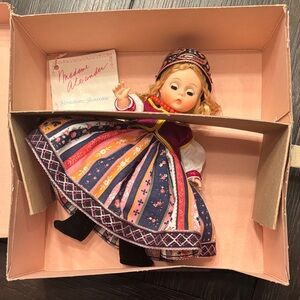 Latvia Madame Alexander Doll in Striped Dress with Black Boots